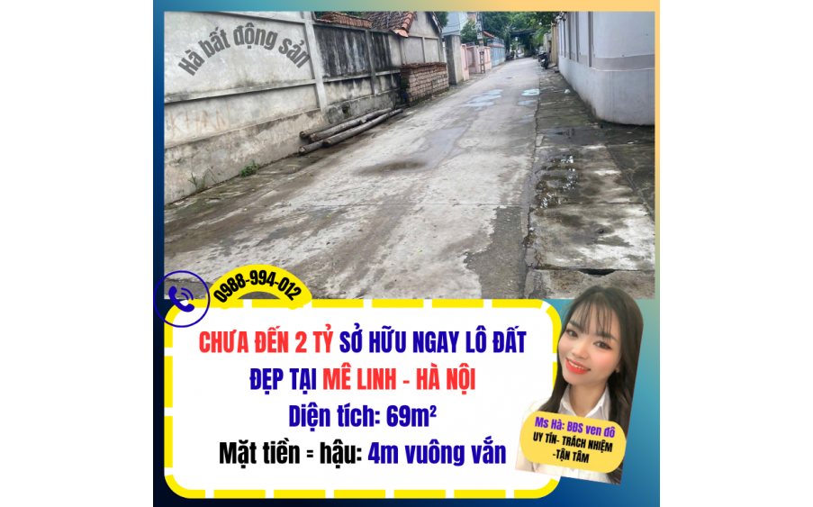 chưa đến 2 tỷ sở hữu ngay lô đất tại Mê Linh - Hà Nội cam kết bán đúng giá chủ thu